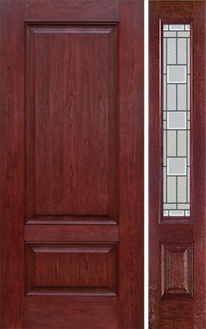 WDMA 42x80 Door (3ft6in by 6ft8in) Exterior Cherry Two Panel Single Entry Door Sidelight MO Glass 1