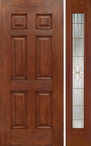 WDMA 42x80 Door (3ft6in by 6ft8in) Exterior Mahogany Six Panel Single Entry Door Sidelight Full Lite HM Glass 1
