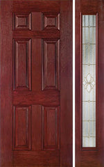 WDMA 42x80 Door (3ft6in by 6ft8in) Exterior Cherry Six Panel Single Entry Door Sidelight Full Lite HM Glass 1