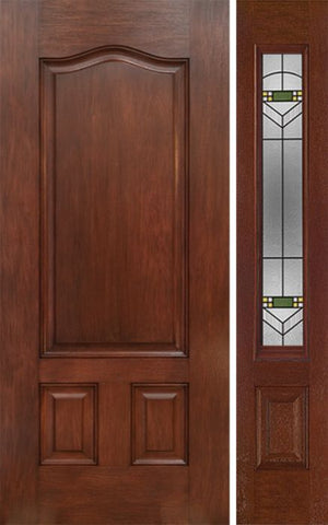 WDMA 42x80 Door (3ft6in by 6ft8in) Exterior Mahogany Three Panel Single Entry Door Sidelight GR Glass 1