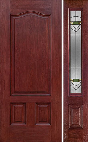 WDMA 42x80 Door (3ft6in by 6ft8in) Exterior Cherry Three Panel Single Entry Door Sidelight GR Glass 1
