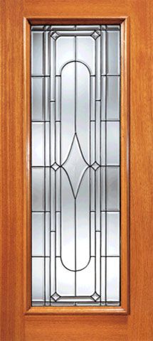 WDMA 42x80 Door (3ft6in by 6ft8in) Exterior Mahogany Art Deco Beveled Glass Entry Door Triple Glazed Glass Option 1