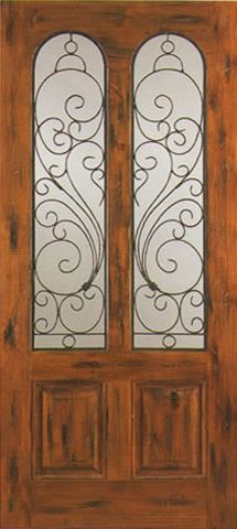 WDMA 42x80 Door (3ft6in by 6ft8in) Exterior Knotty Alder Single Door Twin Lite 2 Panel 1