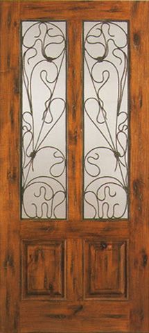 WDMA 42x80 Door (3ft6in by 6ft8in) Exterior Knotty Alder Single Door Twin Lite 2 Panel 1