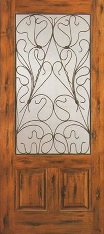 WDMA 42x80 Door (3ft6in by 6ft8in) Exterior Knotty Alder Single Door 2/3 Lite 2 Panel 1
