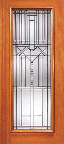 WDMA 42x80 Door (3ft6in by 6ft8in) Exterior Mahogany Decorative Beveled Glass Entry Door Triple Glazed Glass Option 1