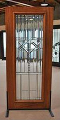 WDMA 42x80 Door (3ft6in by 6ft8in) Exterior Mahogany Decorative Beveled Glass Entry Door Triple Glazed Glass Option 2