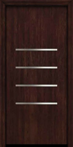 WDMA 42x80 Door (3ft6in by 6ft8in) Exterior Cherry Contemporary Stainless Steel Bars Single Fiberglass Entry Door FC671SS 1