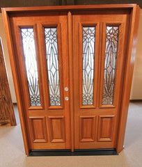 WDMA 42x80 Door (3ft6in by 6ft8in) Exterior Mahogany Single Door Twin Lite Entry Insulated Beveled Glass 2