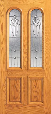 WDMA 42x80 Door (3ft6in by 6ft8in) Exterior Mahogany Twin Lite Arch Lite Front Single Door Insulated Glass 1