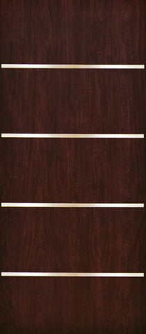 WDMA 42x80 Door (3ft6in by 6ft8in) Exterior Cherry Contemporary Stainless Steel Bars Single Fiberglass Entry Door FC675SS 1