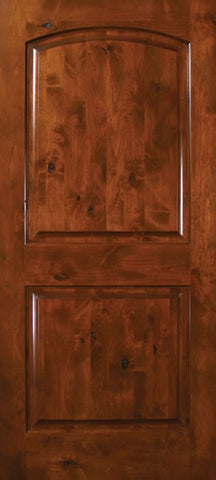 WDMA 42x80 Door (3ft6in by 6ft8in) Exterior Knotty Alder 42in x 80in Arch 2 Panel Estancia Alder Door 1
