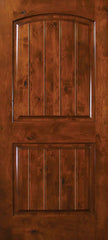 WDMA 42x80 Door (3ft6in by 6ft8in) Exterior Knotty Alder 42in x 80in Arch 2 Panel V-Grooved Estancia Alder Door 1