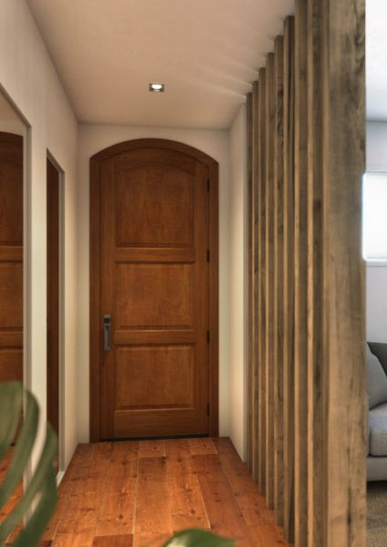 WDMA 42x84 Door (3ft6in by 7ft) Interior Swing Mahogany 3 Panel Arch Top Solid Exterior or Single Door 1