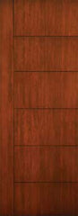 WDMA 42x96 Door (3ft6in by 8ft) Exterior Cherry 96in Contemporary Lines Single Vertical Grooves Single Fiberglass Entry Door 1