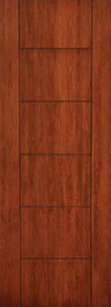 WDMA 42x96 Door (3ft6in by 8ft) Exterior Cherry 96in Contemporary Lines Two Vertical Grooves Single Entry Door 1