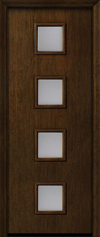 WDMA 42x96 Door (3ft6in by 8ft) Exterior Cherry 96in Contemporary Four Square Lite Single Fiberglass Entry Door 1