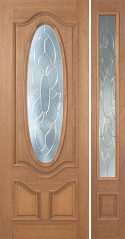 WDMA 42x96 Door (3ft6in by 8ft) Exterior Mahogany Carmel Single Door/1side w/ BO Glass - 8ft Tall 1