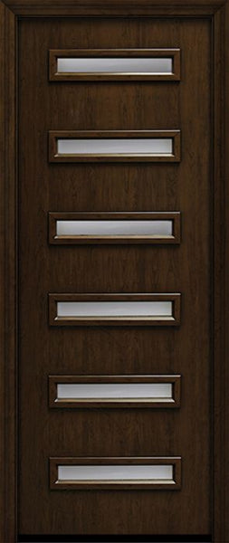 WDMA 42x96 Door (3ft6in by 8ft) Exterior Cherry 96in Contemporary Slim Horizontal 6 Lite Single Fiberglass Entry Door 1