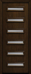 WDMA 42x96 Door (3ft6in by 8ft) Exterior Cherry 96in Contemporary Slim Horizontal 6 Lite Single Fiberglass Entry Door 1