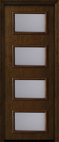 WDMA 42x96 Door (3ft6in by 8ft) Exterior Cherry 96in Contemporary Four Lite Single Fiberglass Entry Door 1