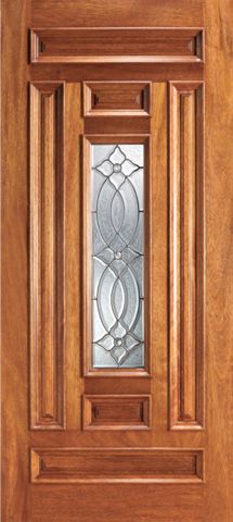 WDMA 42x96 Door (3ft6in by 8ft) Exterior Mahogany Center Lite House Single Door with Decorative Glass 1