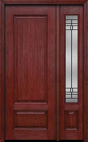 WDMA 42x96 Door (3ft6in by 8ft) Exterior Cherry 96in Two Panel Single Entry Door Sidelight Pembrook Glass 1