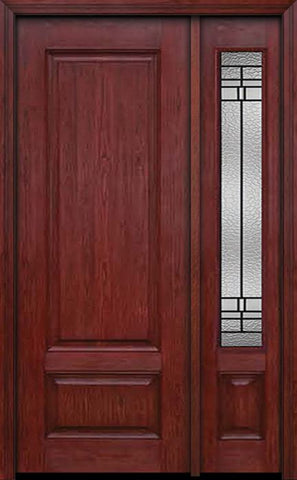 WDMA 42x96 Door (3ft6in by 8ft) Exterior Cherry 96in Two Panel Single Entry Door Sidelight Pembrook Glass 1