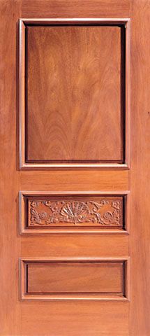 WDMA 42x96 Door (3ft6in by 8ft) Exterior Mahogany Colonial 3-Panels Single Door Hand Carved in  1