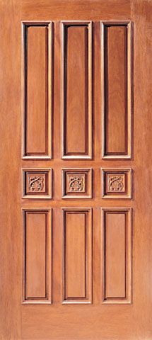 WDMA 42x96 Door (3ft6in by 8ft) Exterior Mahogany Single Door Hand Carved 9-Panel in  1