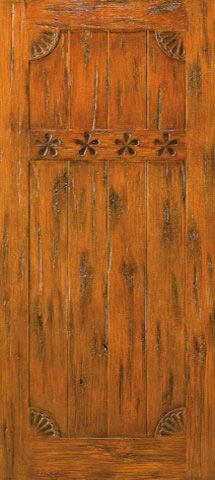 WDMA 42x96 Door (3ft6in by 8ft) Exterior Knotty Alder Single Door Carved V-Grooved 1