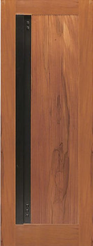 WDMA 42x96 Door (3ft6in by 8ft) Exterior Tropical Hardwood Single Door with Contemporary Heavy Iron Handle Groove Panel 1