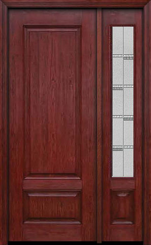 WDMA 42x96 Door (3ft6in by 8ft) Exterior Cherry 96in Two Panel Single Entry Door Sidelight Crosswalk Glass 1