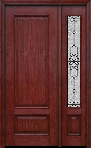 WDMA 42x96 Door (3ft6in by 8ft) Exterior Cherry 96in Two Panel Single Entry Door Sidelight Mediterranean Glass 1