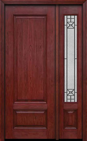 WDMA 42x96 Door (3ft6in by 8ft) Exterior Cherry 96in Two Panel Single Entry Door Sidelight Courtyard Glass 1