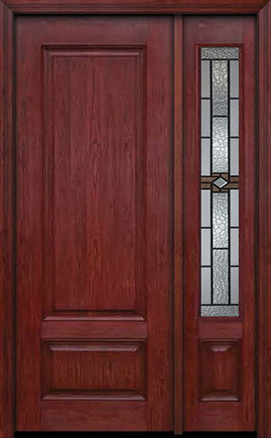 WDMA 42x96 Door (3ft6in by 8ft) Exterior Cherry 96in Two Panel Single Entry Door Sidelight Mission Ridge Glass 1