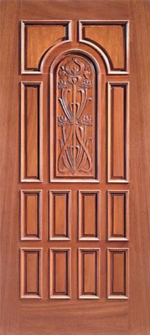 WDMA 42x96 Door (3ft6in by 8ft) Exterior Mahogany Single Door Center Arch Hand Carved Panels in  1