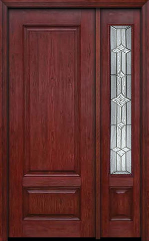 WDMA 42x96 Door (3ft6in by 8ft) Exterior Cherry 96in Two Panel Single Entry Door Sidelight Windsor Glass 1