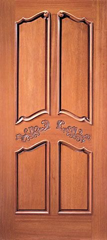 WDMA 42x96 Door (3ft6in by 8ft) Exterior Mahogany Single Door Hand Carved 4-Panel in  1