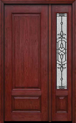 WDMA 42x96 Door (3ft6in by 8ft) Exterior Cherry 96in Two Panel Single Entry Door Sidelight Jacinto Glass 1