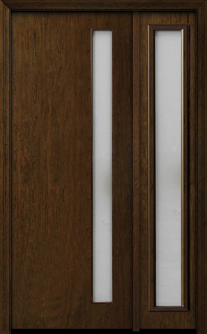 WDMA 42x96 Door (3ft6in by 8ft) Exterior Cherry 96in Contemporary One Vertical Lite Single Fiberglass Entry Door Sidelight 1