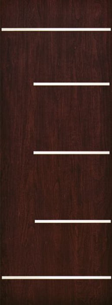 WDMA 42x96 Door (3ft6in by 8ft) Exterior Cherry 96in Contemporary Stainless Steel Bars Single Fiberglass Entry Door FC873SS 1