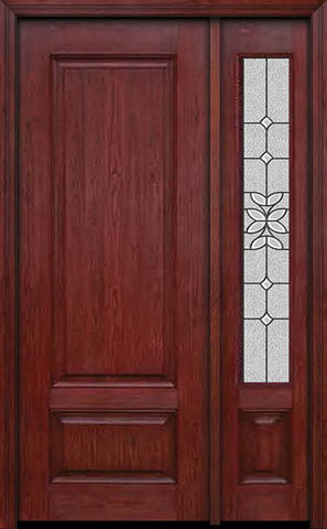 WDMA 42x96 Door (3ft6in by 8ft) Exterior Cherry 96in Two Panel Single Entry Door Sidelight Cadence Glass 1