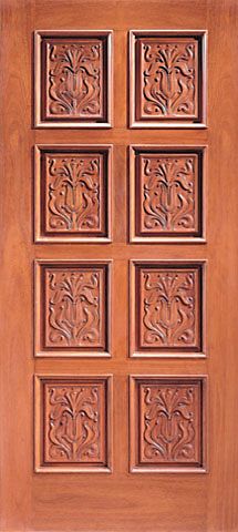 WDMA 42x96 Door (3ft6in by 8ft) Exterior Mahogany Single Door Hand Carved 8-Panels in  1
