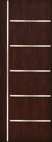 WDMA 42x96 Door (3ft6in by 8ft) Exterior Cherry 96in Contemporary Stainless Steel Bars Single Fiberglass Entry Door FC876SS 1