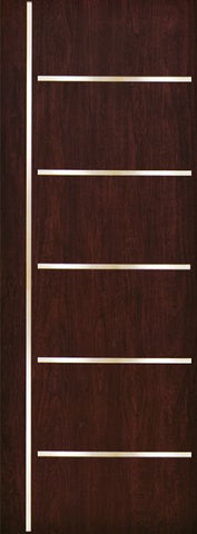 WDMA 42x96 Door (3ft6in by 8ft) Exterior Cherry 96in Contemporary Stainless Steel Bars Single Fiberglass Entry Door FC876SS 1