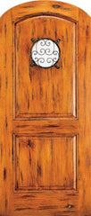 WDMA 42x96 Door (3ft6in by 8ft) Exterior Knotty Alder Arch Top Front Door Ironwork Glass Speakeasy 1