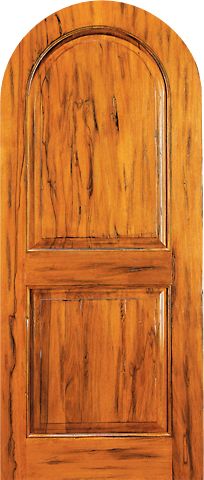 WDMA 42x96 Door (3ft6in by 8ft) Exterior Tropical Hardwood RA-460 Round Top Raised 2-Panel Tropical Rustic Hardwood Entry Single Door 1