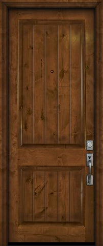WDMA 42x96 Door (3ft6in by 8ft) Exterior Knotty Alder 42in x 96in 2 Panel V-Grooved Estancia Alder Door 2