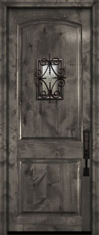 WDMA 42x96 Door (3ft6in by 8ft) Exterior Knotty Alder 42in x 96in Arch 2 Panel Estancia Alder Door with Speakeasy 2